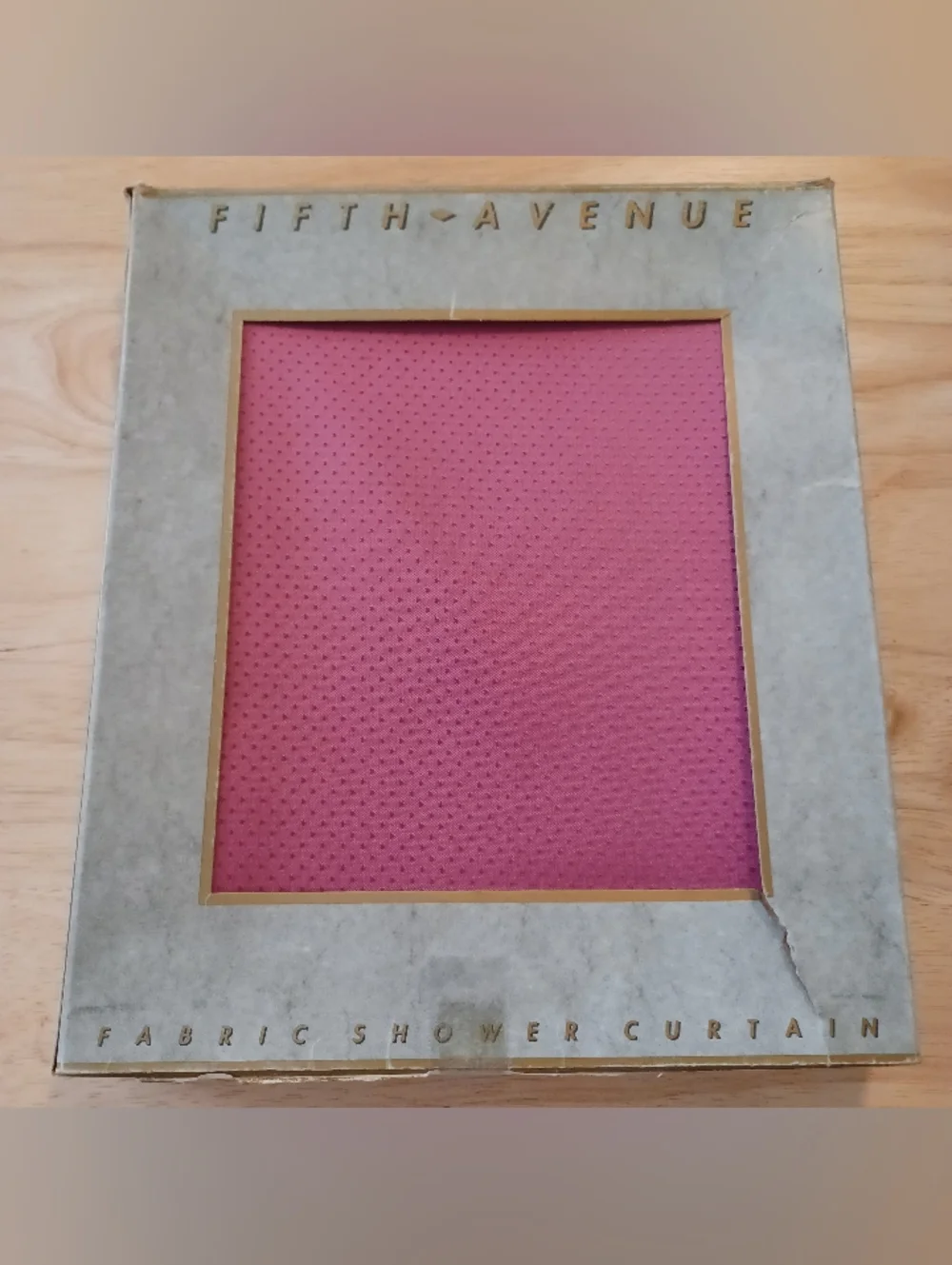 NIB Vintage Fifth Avenue Pink Fabric Shower Curtain Textured Jacquard Bathroom